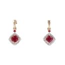 9ct Yellow Gold Ruby And 0.07ct Diamond Drop Earrings