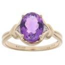 9ct Yellow Gold 0.02ct Diamond And Amethyst Dress Ring