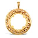 9ct Yellow Gold Full Sovereign Pendant Mount - Rope and Twist