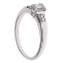 18ct White Gold 0.70ct Emerald And Baguette Cut Diamond Solitaire Ring