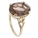 9ct Yellow Gold Patterned Smoky Quartz Ring