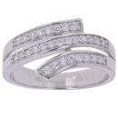 Silver Cubic Zirconia Crossover Ring By Icesia