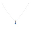 Silver Blue Gemstone And Cubic Zirconia Cluster Pendant And Chain 16" By Icesia