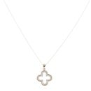 9ct Yellow and White Gold Open Work Petal Pendant and Chain 18"