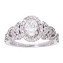 18ct White Gold 1.00ct Oval Cut Diamond Cluster Ring