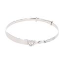 Silver Cubic Zirconia Heart Bangle by Icesia