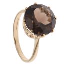 9ct Yellow Gold Smoky Quartz Single Stone Ring