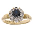 18ct Yellow Gold 0.10ct Diamond And Sapphire Cluster Ring