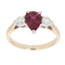 9ct Yellow Gold 0.35ct Diamond And Pink Tourmaline Three Stone Ring