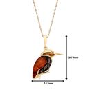 18ct Yellow ﻿Gold on Sterling Silver Baltic Amber Kingfisher Bird Pendant Necklace