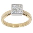 18ct Yellow Gold 0.80ct Princess Cut Diamond Cluster Ring