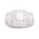 9ct White Gold Cubic Zirconia Cluster Ring