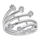 9ct White Gold 0.22ct Diamond 6 Row Crossover Ring by Anya Belle