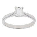 18ct White Gold 0.50ct Emerald Cut Diamond Solitaire Ring