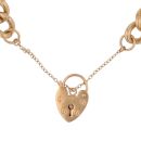 9ct Yellow Gold Heart Lock Charm Bracelet 7.5"