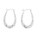 Silver Patterned Creole Hoop Earrings By Icesia