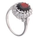 18ct White Gold 0.14ct Diamond and Garnet Cluster Ring