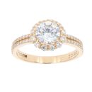 9ct Yellow Gold Cubic Zirconia Halo Ring