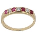 18ct Yellow Gold 0.15ct Diamond and Ruby Half Eternity Ring