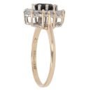 9ct Yellow Gold Cubic Zirconia And Sapphire Cluster Ring