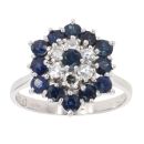 18ct White Gold 0.25ct Diamond And Sapphire Cluster Ring