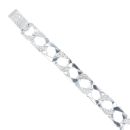 9ct White Gold Cubic Zirconia Patterned Curb Bracelet 8"