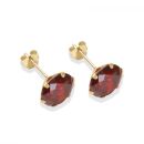 9ct yellow gold 8mm garnet CZ stud Earrings