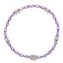 9ct White Gold 0.10ct Brilliant Cut Diamond And Amethyst Bracelet 7"
