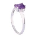 9ct White Gold Amethyst and Diamond Rectangular Ring