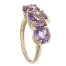 9ct Yellow Gold Amethyst Three Stone Ring