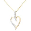 9ct Yellow Gold Diamond Heart Pendant Necklace