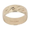 9ct Yellow Gold Patterned Wedding Band 7.8mm