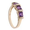 9ct Yellow Gold 0.02ct Diamond And Amethyst Ring