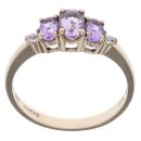 9ct Yellow Gold 0.05ct Diamond And Amethyst Ring