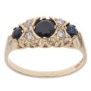 9ct Yellow Gold Cubic Zirconia and Sapphire Dress Ring