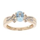 9ct Yellow Gold Created Blue Topaz and Diamond Dress Ring