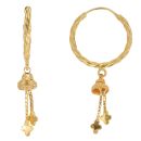 22ct Yellow Gold Twist Dropper Hoop Earrings