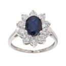 9ct White Gold 1.00ct Sapphire And Diamond Cluster Ring