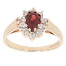 9ct Yellow Gold Garnet And Cubic Zirconia Cluster Ring