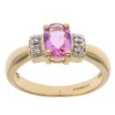 18ct Yellow Gold 0.02ct Diamond And Pink Sapphire Ring