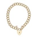 9ct Yellow Gold Heart Lock Charm Bracelet 7.5"