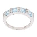 9ct White Gold 0.10ct Diamond And Blue Tourmaline Ring