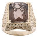 9ct Yellow Gold Smoky Quartz Single Stone Ring