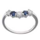 18ct White Gold Sapphire and 0.40ct Diamond Wishbone Ring