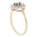 9ct Yellow Gold Sapphire And Cubic Zirconia Cluster Ring