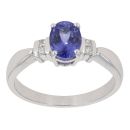 18ct White Gold 0.10ct Diamond and Tanzanite Dress Ring