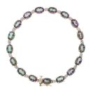 14ct Yellow Gold 0.05ct Diamond and Mystic Topaz Bracelet 7"