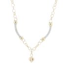 14ct Yellow and White Gold Bar and Heart Chain 20"