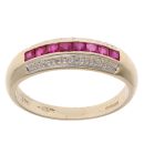 9ct Yellow Gold 0.02ct Diamond And Ruby Fancy Ring