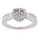 18ct White Gold 0.50ct Brilliant And Baguette Cut Diamond Cluster Ring